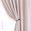 Treatmentex Pom Pom Curtains for Bedroom Pink Girls Room Blackout Window Drapes 63" Energy Efficient Thermal Insulated Living Room Darkening Curtain Panels 2pcs view 1