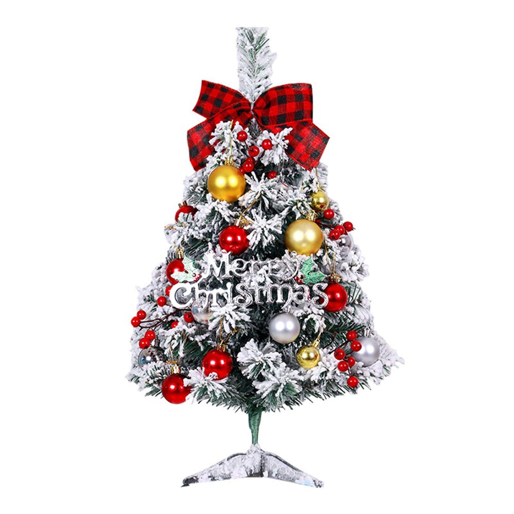 Christmas Tree RENRUIRUI- Xmas Artificial Flocking 60cm Small Countertop for Home Dining Table Desk Fireplace Holiday Decoration