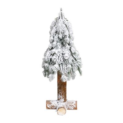 Christmas Tree RENRUIRUI- Desktop Artificial Flocking Snow Small Tree,Wooden Base,for Home Farmhouse Xmas Party Decoration (Size : 40cm)