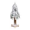 Christmas Tree RENRUIRUI- Desktop Artificial Flocking Snow Small Tree,Wooden Base,for Home Farmhouse Xmas Party Decoration (Size : 40cm) view 1