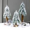Christmas Tree RENRUIRUI- Desktop Artificial Flocking Snow Small Tree,Wooden Base,for Home Farmhouse Xmas Party Decoration (Size : 40cm) view 3