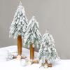 Christmas Tree RENRUIRUI- Desktop Artificial Flocking Snow Small Tree,Wooden Base,for Home Farmhouse Xmas Party Decoration (Size : 40cm) view 4