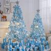 Christmas Tree RENRUIRUI- Blue Flocking Artificial PVC Tree, Metal Bracket Easy to Assemble, Indoor and Outdoor Xmas Decoration (Size : 120cm) view 4