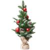 Christmas Tree RENRUIRUI- Small Desktop Decorated with Pine Cones and Red Christmas Balls,Burlap Bottom,Home Office Xmas Decoration (Size : 50cm) view 1