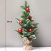 Christmas Tree RENRUIRUI- Small Desktop Decorated with Pine Cones and Red Christmas Balls,Burlap Bottom,Home Office Xmas Decoration (Size : 50cm) view 2