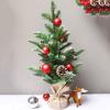 Christmas Tree RENRUIRUI- Small Desktop Decorated with Pine Cones and Red Christmas Balls,Burlap Bottom,Home Office Xmas Decoration (Size : 50cm) view 3