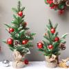 Christmas Tree RENRUIRUI- Small Desktop Decorated with Pine Cones and Red Christmas Balls,Burlap Bottom,Home Office Xmas Decoration (Size : 50cm) view 4