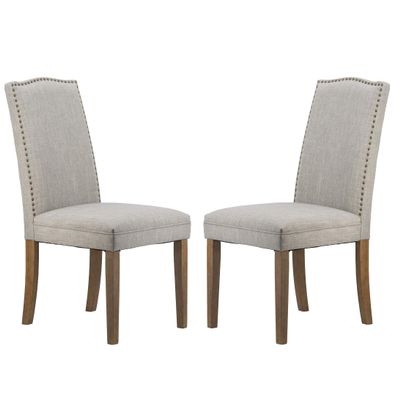 A&B Home Furniture Dining Chairs Urban Style with Nailhead Trim for Dining Room Kitchen Living Room Set of 2 Smoky Gray
