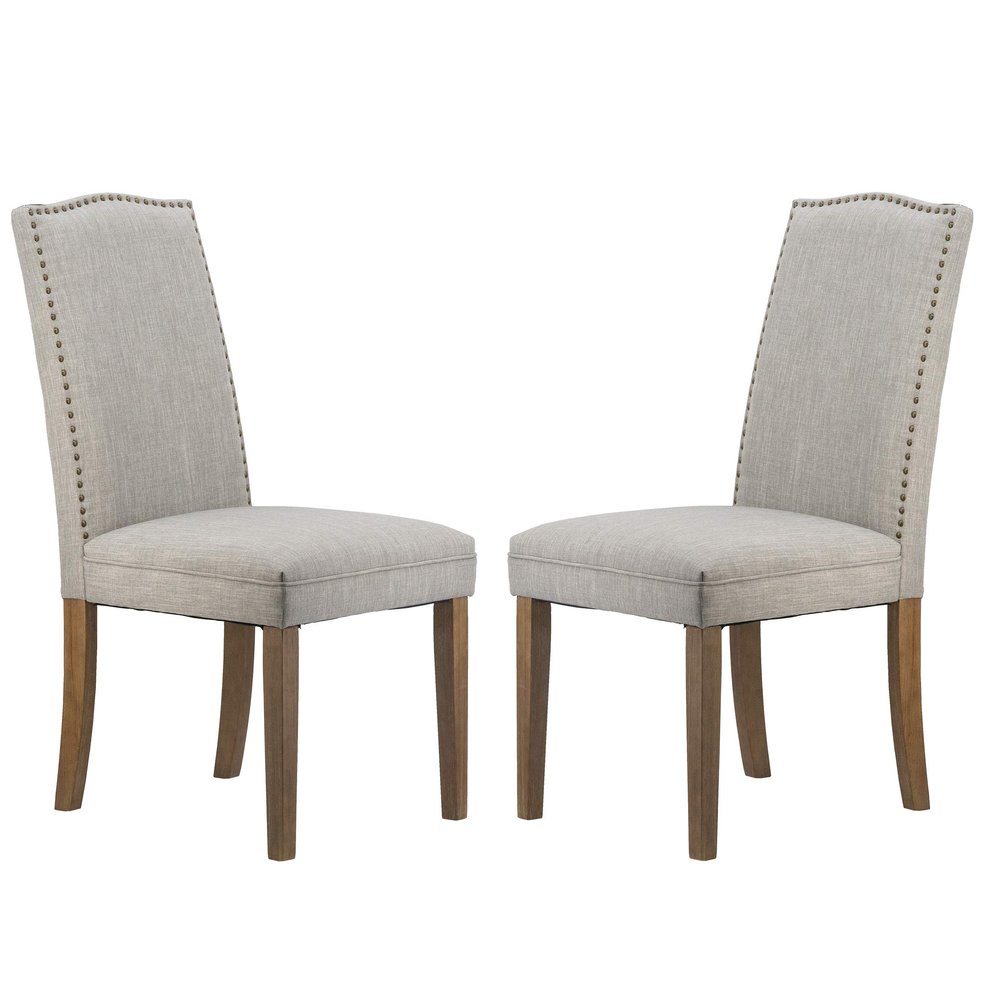 A&B Home Furniture Dining Chairs Urban Style with Nailhead Trim for Dining Room Kitchen Living Room Set of 2 Smoky Gray