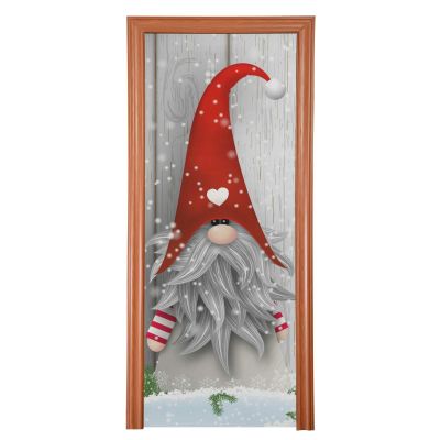 Qilmy Door Cover Decoration, Party Accessory Porch Decor for Festive Ornament Indoor Outdoor Covering 35 x 79 Inch, Christmas Gnome