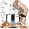 9.5 QT Double Handle KUCCU Stand Mixer, 6 Speed with Pulse Electric Kitchen Mixer, 660W Tilt-Head Food Mixer with Dishwasher-Safe Dough Hook, Flat Beater, Whisk, Splash Guard for home baking (Gold) view 1