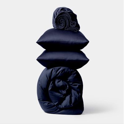 Duvet Cover, Fitted Sheet & Pillowcases 4-PCs Bedding Set - Made of 100% Dream Egyptian Giza Cotton Giza-Duvet-Pillow-Fitted-Sheet 20-Inch Extra-Deep-Pockets Combo Quilt Cover - King, Navy Blue