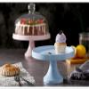 9/11" Cake Stand, High Base Ceramic Disc Party Dessert Tasting Tray Glass Dome Cheese Fruit Preservation Cover Chip & Dip Server (Color : Pink, Size : 232326CM) view 3