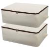 2PCS Canvas Storage Bag, 12OZ Thick Soft Breathable Closet Organizer for Beddings, Comforters, Pillows, Blankets, Clothes, 25.618.58.7inch, Beige view 1