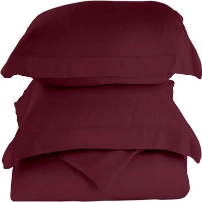 Femini Fashion 1000-Thread-Count 100% Egyptian-Cotton [3 PCs] [1 Duvet Cover & 2 Pillow Shames] Set with Zipper Closure & Corner Ties, Long Staple Cotton Sateen Weave, Quilt Cover - (Queen, Burgundy)
