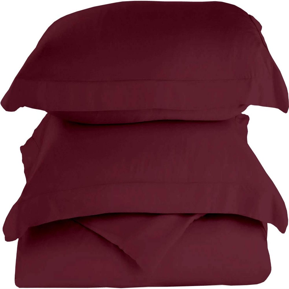 Femini Fashion 1000-Thread-Count 100% Egyptian-Cotton [3 PCs] [1 Duvet Cover & 2 Pillow Shames] Set with Zipper Closure & Corner Ties, Long Staple Cotton Sateen Weave, Quilt Cover - (Queen, Burgundy)