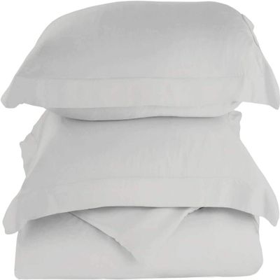 1000-Thread-Count 100% Egyptian-Cotton [3 PCs] [1 Duvet Cover & 2 Pillow Shames] Set with Zipper Closure & Corner Ties, Long Staple Cotton Sateen Weave, Quilt Cover - (Queen, Light Grey)