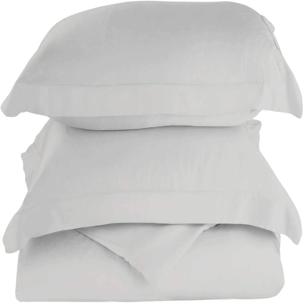 1000-Thread-Count 100% Egyptian-Cotton [3 PCs] [1 Duvet Cover & 2 Pillow Shames] Set with Zipper Closure & Corner Ties, Long Staple Cotton Sateen Weave, Quilt Cover - (Queen, Light Grey)