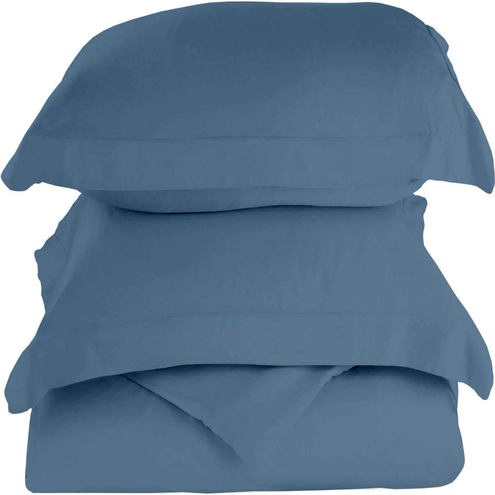 1000-Thread-Count 100% Egyptian-Cotton [3 PCs] [1 Duvet Cover & 2 Pillow Shames] Set with Zipper Closure & Corner Ties, Long Staple Cotton Sateen Weave, Quilt Cover - (Cal-King, Mediterranean Blue)
