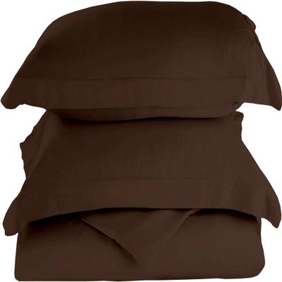 1000-Thread-Count 100% Egyptian-Cotton [3 PCs] [1 Duvet Cover & 2 Pillow Shames] Set with Zipper Closure & Corner Ties, Long Staple Cotton Sateen Weave, Quilt Cover - (Cal-King, Chocolate)
