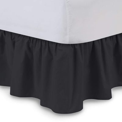 Lusso Mercato Bed Skirt - Ruffled Bed Skirt (Short Queen, Black) Easy Fit with 15 Inch Tailored Drop - Hotel Quality 100% Cotton 800 Thread Count, Shrinkage and Fade Resistant Dust Ruffle Bed Skirt