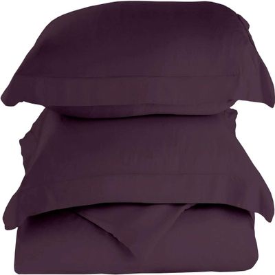 Femini Fashion 1000-Thread-Count 100% Egyptian-Cotton [3 PCs] [1 Duvet Cover & 2 Pillow Shames] Set with Zipper Closure & Corner Ties, Long Staple Cotton Sateen Weave, Quilt Cover - (Queen, Plum)