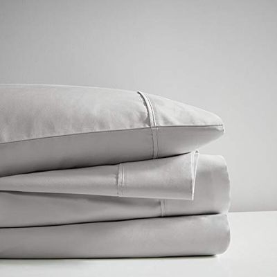 Extra-Deep-Pockets 1000-Thread-Count 100% Egyptian-Cotton Bed Sheets, 4-PC Sheet Set, Single Ply Long-Staple Yarns, Sateen Weave, Fits Mattress Upto 24" Deep Pocket - (Full-XL, Light Grey)