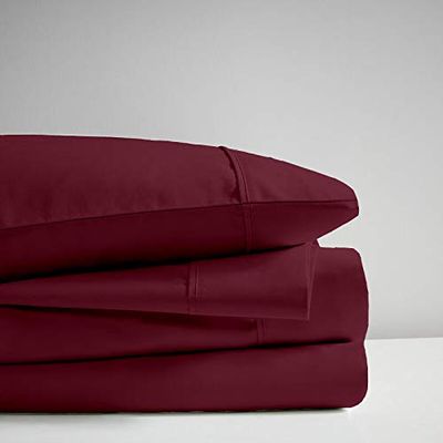 Extra-Deep-Pockets 1000-Thread-Count 100% Egyptian-Cotton Bed Sheets, 4-PC Sheet Set, Single Ply Long-Staple Yarns, Breathable Sateen Weave, Fits Mattress Upto 24" Deep Pocket - (Full-XL, Burgundy)