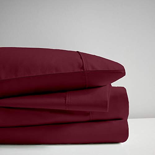 Extra-Deep-Pockets 1000-Thread-Count 100% Egyptian-Cotton Bed Sheets, 4-PC Sheet Set, Single Ply Long-Staple Yarns, Breathable Sateen Weave, Fits Mattress Upto 24" Deep Pocket - (Full-XL, Burgundy)