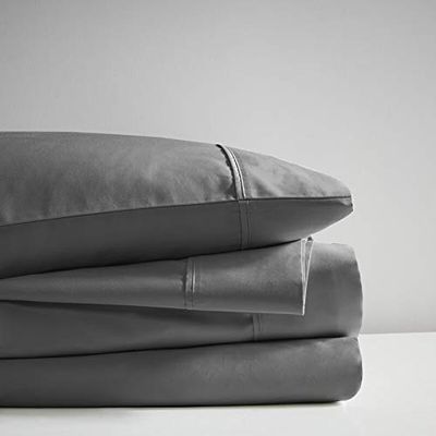 Extra-Deep-Pockets 1000-Thread-Count 100% Egyptian-Cotton Bed Sheets, 4-PC Sheet Set, Single Ply Long-Staple Yarns, Sateen Weave, Fits Mattress Upto 24" Deep Pocket - (Full-XL, Dark Grey)