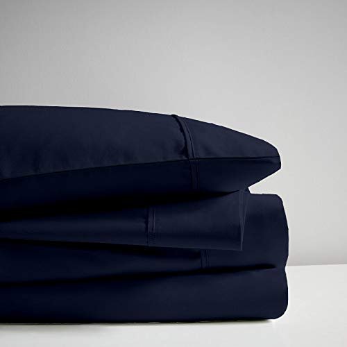 Extra-Deep-Pockets 1000-Thread-Count 100% Egyptian-Cotton Bed Sheets, 4-PC Sheet Set, Single Ply Long-Staple Yarns, Sateen Weave, Fits Mattress Upto 24" Deep Pocket - (Full-XL, Navy Blue)