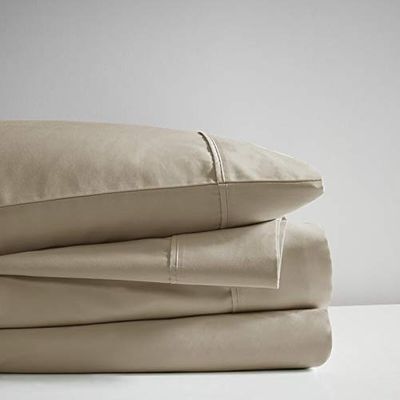 Extra-Deep-Pockets 1000-Thread-Count 100% Egyptian-Cotton Bed Sheets, 4-PC Sheet Set, Single Ply Long-Staple Yarns, Breathable Sateen Weave, Fits Mattress Upto 24" Deep Pocket - (Full-XL, Taupe)