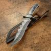 Damascus KE-01186-HK Custom and Handmade Steel Hunting Knife with Leather Sheath view 2