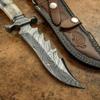 Damascus KE-01186-HK Custom and Handmade Steel Hunting Knife with Leather Sheath view 3
