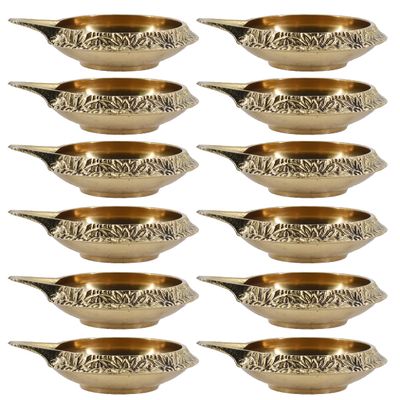 White Whale Diya for Pooja Made of Pure Brass - Kuber Diya Diwali Decoration (Set of 50)