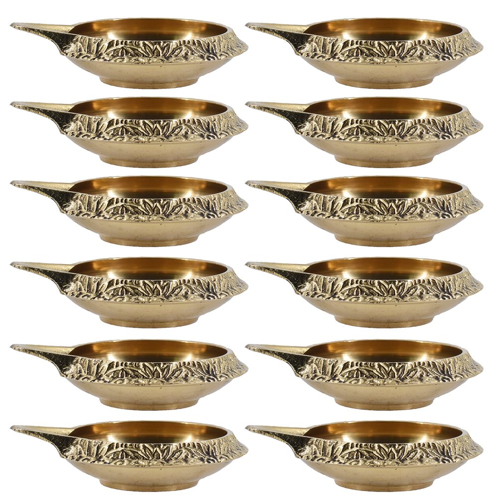 White Whale Diya for Pooja Made of Pure Brass - Kuber Diya Diwali Decoration (Set of 50)