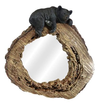Ebros 16" High Western Rustic Forest Black Bear Sleeping On Tree Branch Trunk Vanity Wall Mirror Decor Plaque Decorative Bears Mirrors As Cabin Lodge Cottage Country Centerpiece Sculpture Accent