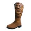 ZBYY Women's Knee High Winter Riding Boots Chunky Flat Low Heel Warm Combat Boots Buckle Casual Comfort Outdoor Shoes view 1