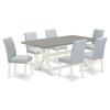 East West Furniture X097AB015-7 7 Piece Dining Set Consist of a Rectangle Dining Room Table with X-Legs and 6 Baby Blue Linen Fabric Upholstered Parson Chairs, 40x72 Inch, Multi-Color view 1