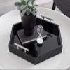 Kate and Laurel Lipton Modern Hexagon Tray, 18 x 18, Black and Silver, Decorative Tray for Storage and Display view 2