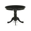 East West Furniture ANSI5-ABK-21 5 Piece Kitchen Table & Chairs Set Includes a Round Dining Room Table with Pedestal and 4 Blue Linen Fabric Parsons Dining Chairs, 36x36 Inch, Wirebrushed Black view 3