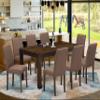 East West Furniture LMAB9-77-47 9 Piece Dining Room Set Includes a Rectangle Rustic Wood Kitchen Table and 8 Light Sable Linen Fabric Upholstered Parson Chairs, 40x72 Inch, Jacobean view 2