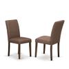East West Furniture LMAB9-77-47 9 Piece Dining Room Set Includes a Rectangle Rustic Wood Kitchen Table and 8 Light Sable Linen Fabric Upholstered Parson Chairs, 40x72 Inch, Jacobean view 4