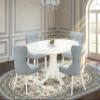 East West Furniture AVSI5-LWH-15 5 Piece Kitchen Set for 4 Includes an Oval Dining Room Table with Butterfly Leaf and 4 Baby Blue Linen Fabric Parson Dining Chairs, 42x60 Inch, Linen White view 2