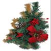 18" Tall Table Top Artificial Mini Christmas Tree in Green, with Red Berries, Red Poinsettia Flower and Snowed Pine Cones view 2