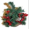 18" Tall Table Top Artificial Mini Christmas Tree in Green, with Red Berries, Red Poinsettia Flower and Snowed Pine Cones view 3