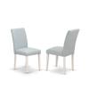 East West Furniture V076AB015-7 7 Piece Dining Table Set Consist of a Rectangle Dining Room Table with V-Legs and 6 Baby Blue Linen Fabric Parsons Chairs, 36x60 Inch, Multi-Color view 4