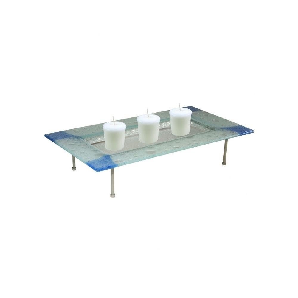 Dale Tiffany CH0160 Water Drop - 5 Inch Fused Glass Candle Holder, Blue Finish