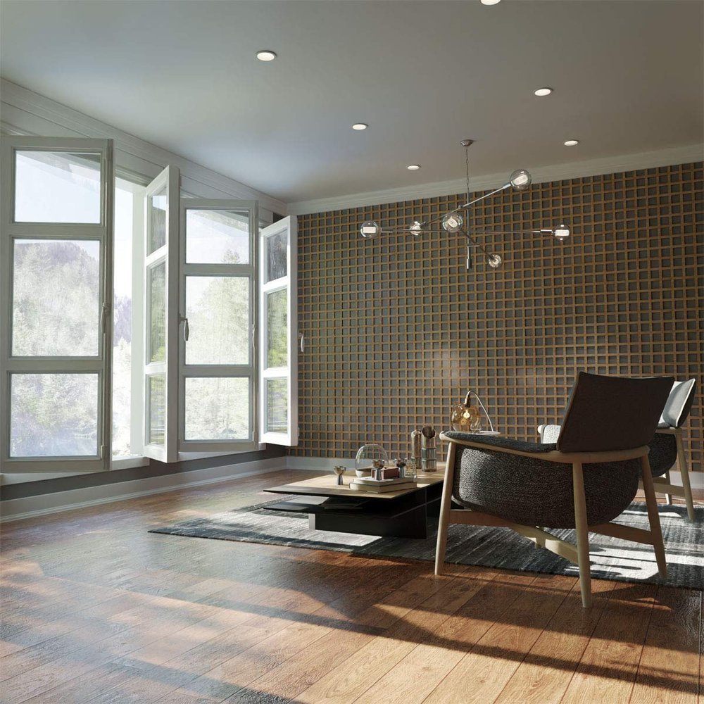 Manchester Decorative Fretwork Wood Wall Panels, Medium, 15 3/8" W x 15 3/8" H x 1/4" T, Hickory