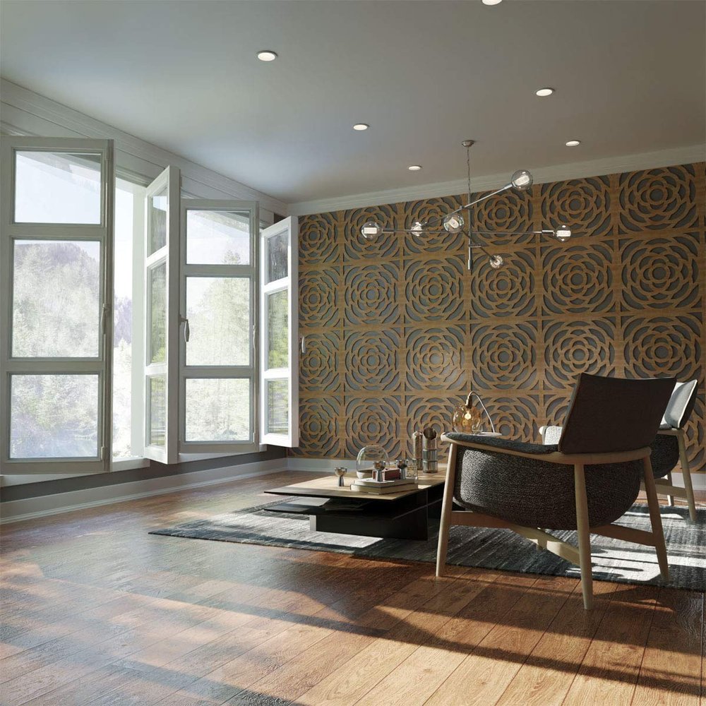Ekena Millwork WALW24X24X0375EBGBI Edinburg 3/8"T Decorative Fretwork Wall Panels, 23 3/8"W X 23 3/8"H, Birch